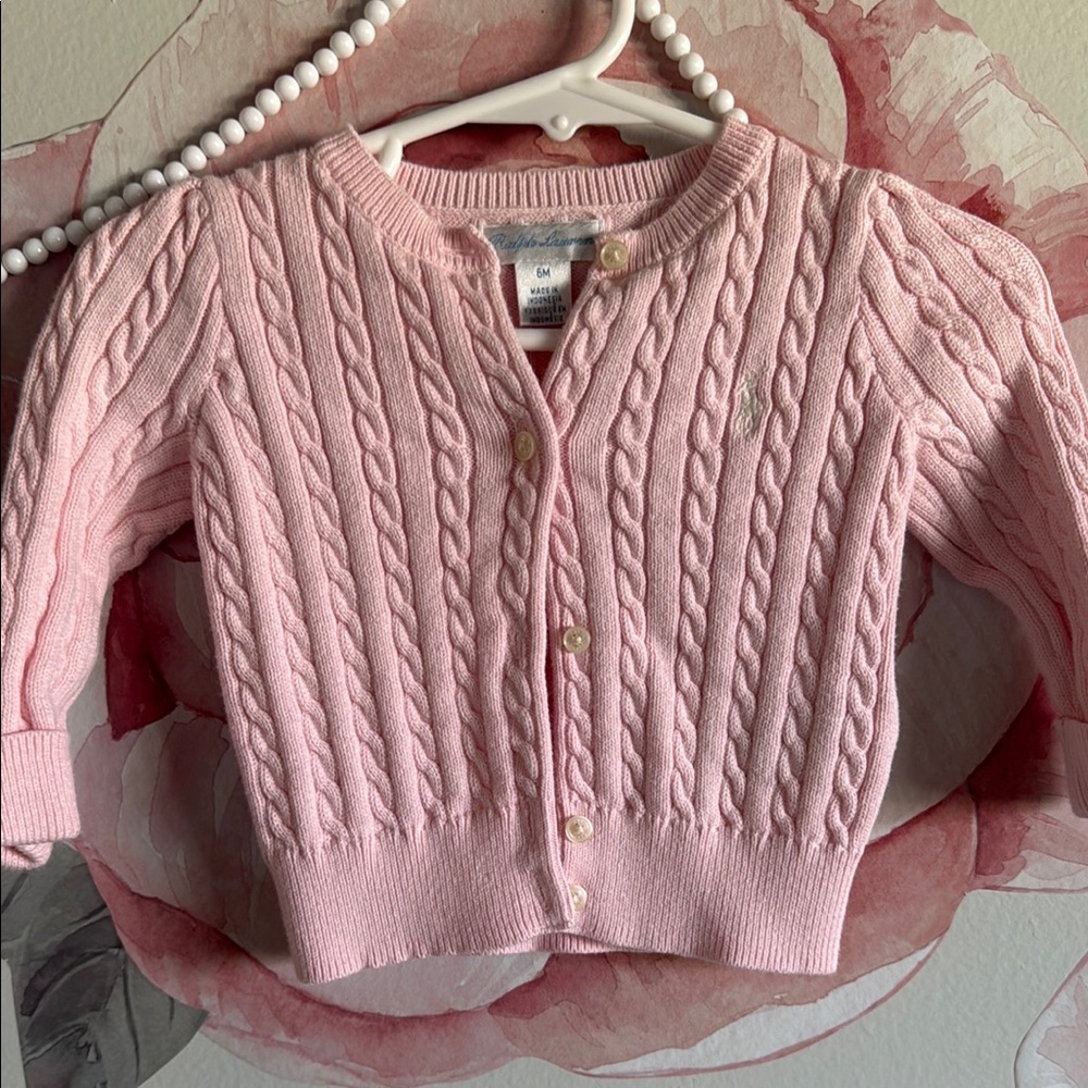 Ralph Lauren Pink Cable Knit Cardigan